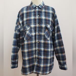 Vintage Trails End Blue Plaid Quilt-lined Shacket, Size Large